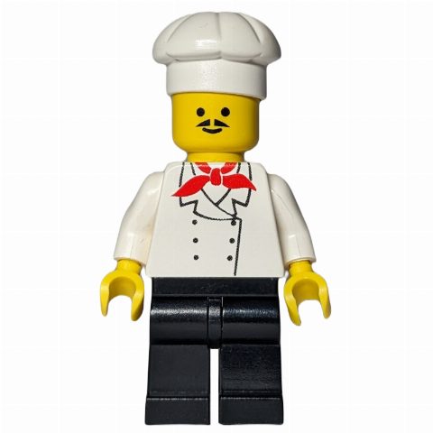 Minifigurka Chef, Red Neckerchief, Black Legs, Moustache