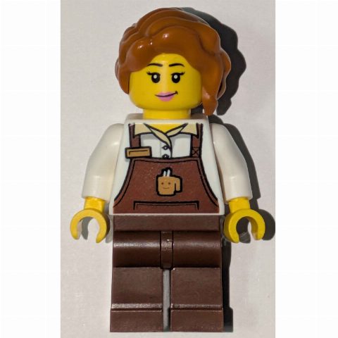 Minifigurka Barista, Reddish Brown Apron, Dark Orange Hair