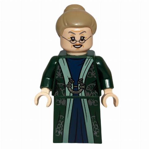 Minifigurka Professor Minerva McGonagall, Dark Green Robes, Dark Tan Hair, Printed Skirt