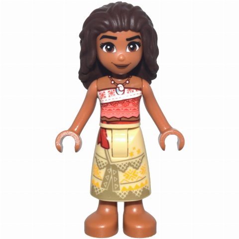 Minifigurka Moana, Sienna Brown, Tan Skirt (28705 Hair)