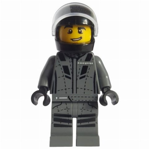 Minifigurka Race Driver - Dark Bluish Grey Torso/Legs, Black Helmet