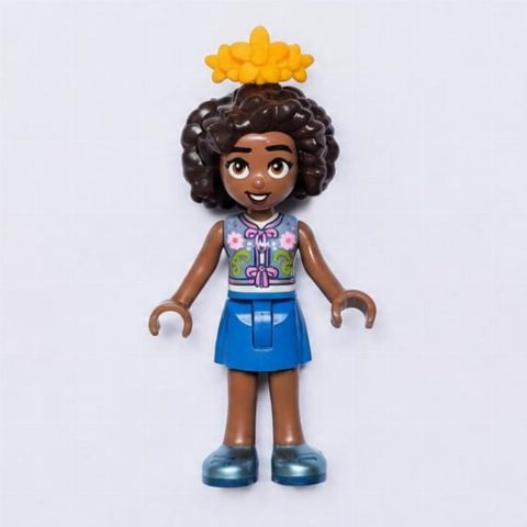 Minifigurka Aliya, Sand Blue Top, Blue Shorts. Flowers