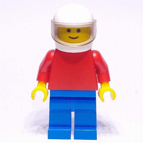 Minifigurka Man, Plain, Red Torso, Blue Legs, White Helmet with Visor