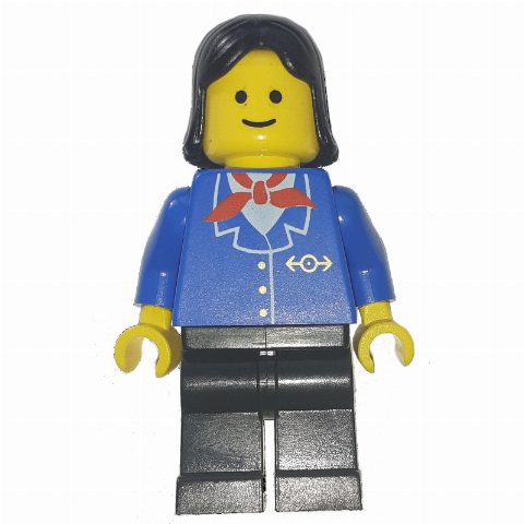 Minifigurka Train Worker - Blue Jacket, Black Legs, Female, Black Hair