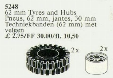 Zestaw LEGO® 62 mm Tires and Hubs / 62 mm Tyres and Hubs (Service Packs)