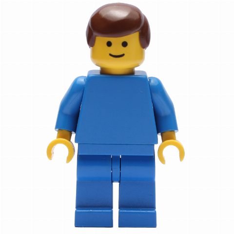 Minifigurka Man - Blue Torso, Blue Legs, Brown Hair