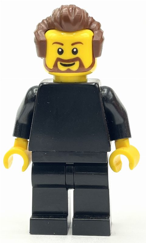 Minifigurka Man, Black, Reddish Brown Hair