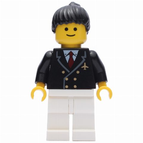 Minifigurka Pilot - Black Torso, White Legs, Black Hair