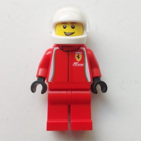 Minifigurka Race Driver, Red Torso, Red Legs, White Helmet, Ferrari