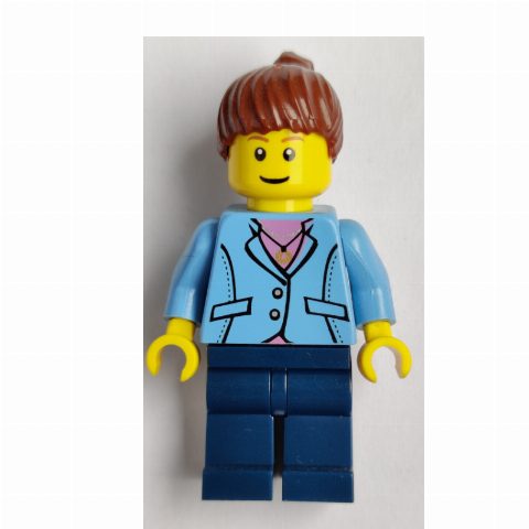 Minifigurka Medium Blue Torso, Dark Blue Legs, Reddish Brown Hair