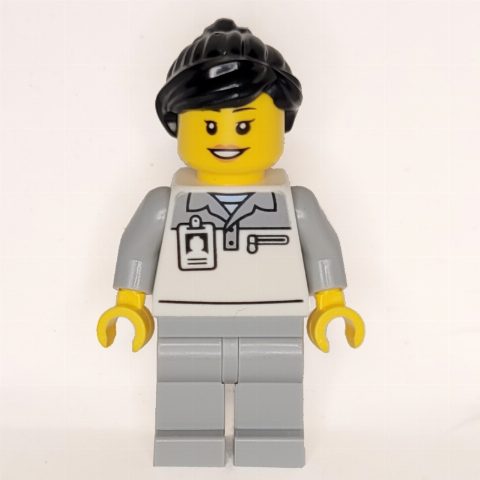 Minifigurka Garage Worker, White/Light Bluish Grey Suit, Black Hair