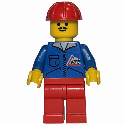 Minifigurka Blue Torso, Red Legs, Red Safety Helmet