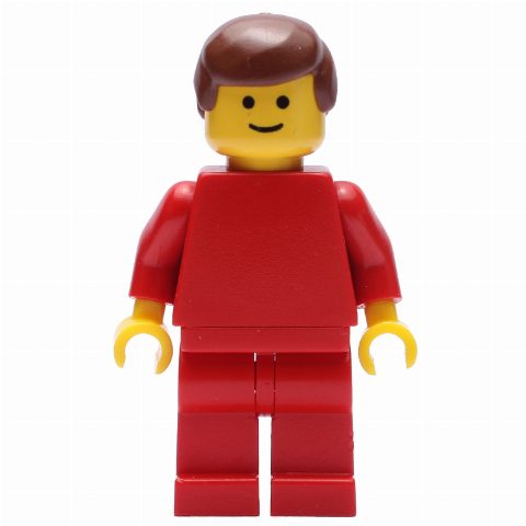 Minifigurka Red Torso, Red Legs, Reddish Brown Hair
