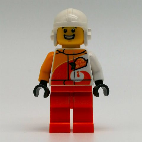 Minifigurka White/Orange Torso, Orange Legs, White Helmet