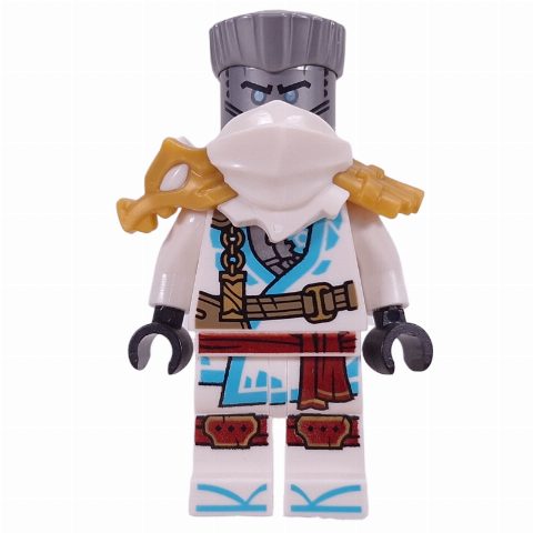 Minifigurka Zane, White Shoulder Armor and Mask, Hair