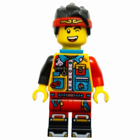 Minifigurka Monkie Kid, Dark Turquoise Neck Bracket, Winking