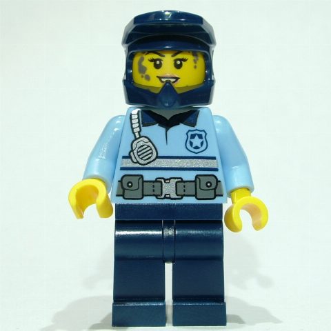 Minifigurka Police Officer - Bright Light Blue Torso, Dark Blue Legs and Helmet