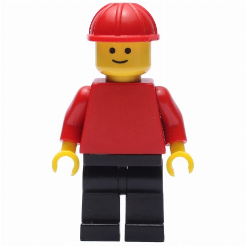 Minifigurka Man, Red Torso, Black Legs, Red Hard Hat (3626b Head)