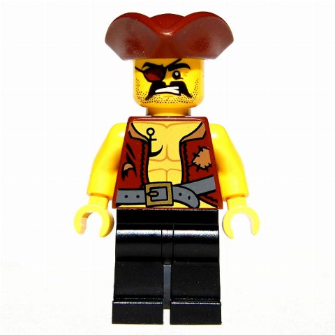 Minifigurka Pirate - Anchor Tattoo, Black Legs, Reddish Brown Tricorne