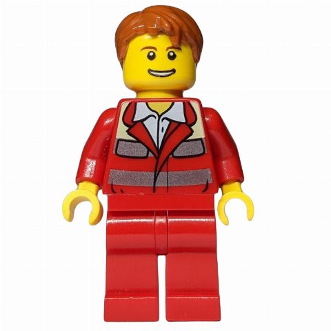 Minifigurka Paramedic, Red Uniform, Dark Orange Hair