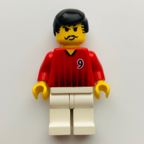 Minifigurka Soccer Player Red Torso, White Legs, #9