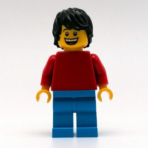 Minifigurka Daniel - Red Torso, Dark Azure Legs, Black Hair