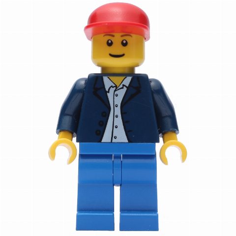 Minifigurka Dark Blue Jacket, Blue Legs, Red Cap