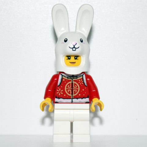Minifigurka Red Torso, White Legs, White Bunny Mask