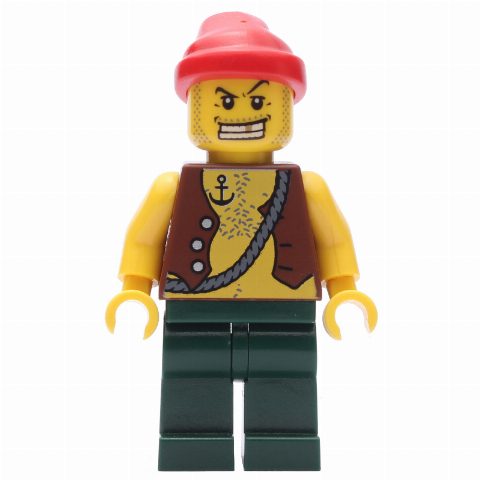 Minifigurka Pirate - Anchor Tattoo, Dark Green Legs, Red Bandana