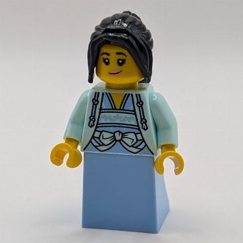 Minifigurka Light Aqua Tunic, Bright Light Blue Dress, Black Hair