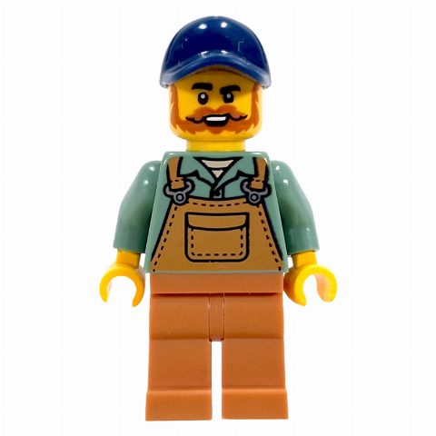 Minifigurka Farmer, Sand Green Shirt, Medium Nougat Legs, Dark Blue Cap