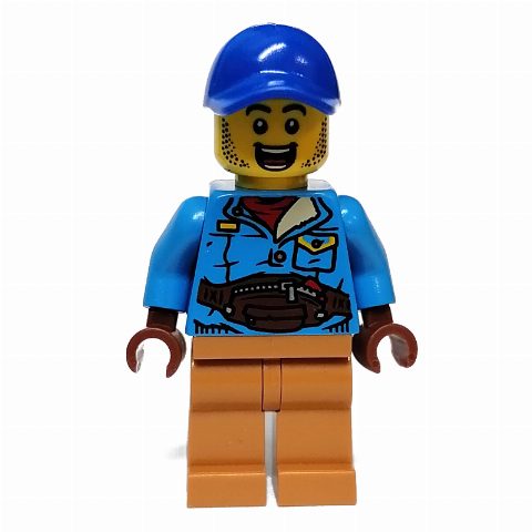 Minifigurka Dark Azure Torso, Medium Nougat Legs, Blue Cap