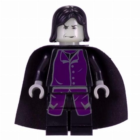 Minifigurka Professor Severus Snape, Glow in the Dark Head, Long Purple Robes with Dark Gray Buttons, Cape