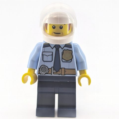 Minifigurka Police Officer - Bright Light Blue Torso, Dark Blue Legs, White Helmet