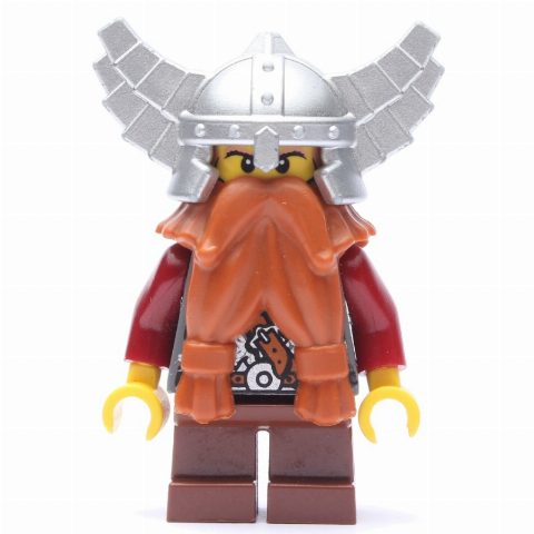 Minifigurka Dwarf, Dark Orange Beard, Metallic Silver Winged Helmet, Printed Beard