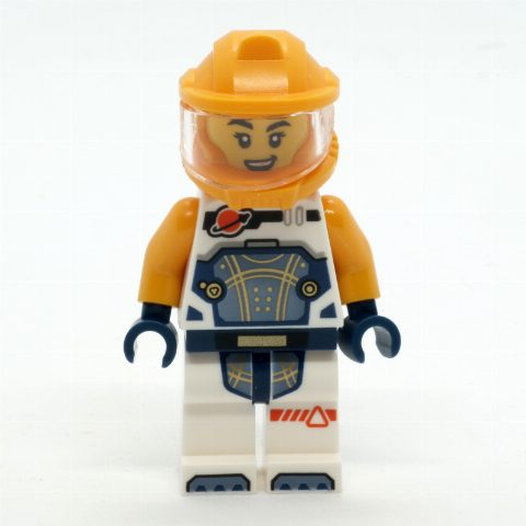 Minifigurka Astronaut, White Spacesuit, Bright Light Orange Armor Helmet