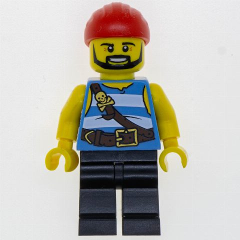 Minifigurka Pirate - Medium Blue Stripes, Black Legs, Red Bandana