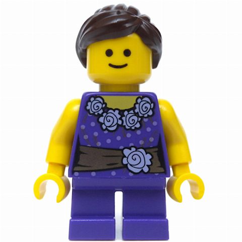 Minifigurka Kid, Dark Purple Torso, Dark Purple Legs, Dark Brown Hair