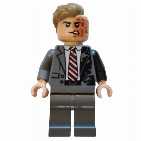 Minifigurka Two-Face, Dark Knight, Dark Bluish Grey Suit