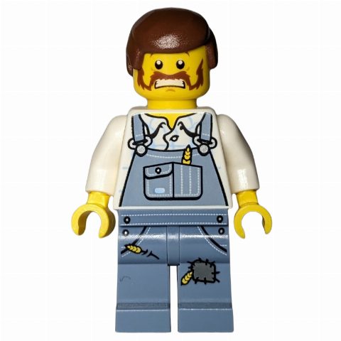 Minifigurka Man, Sand Blue Overalls, Reddish Brown Hair, Beard (Farmer)