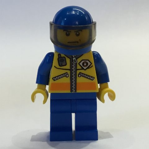 Minifigurka Coast Guard, Yellow Jacket with Zipper, Radio and Badge, Blue Helmet with Visor