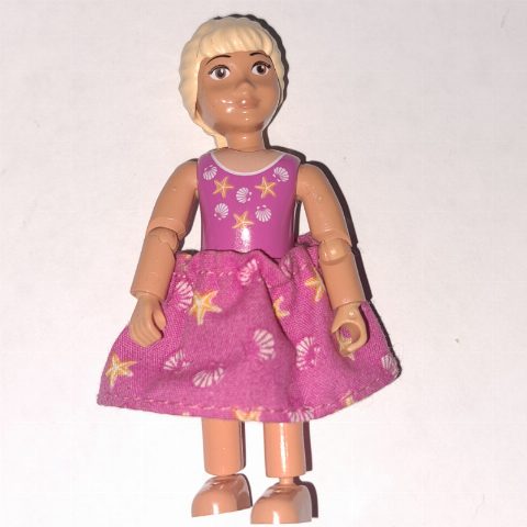 Minifigurka Belville Figure, Girl, Medium Dark Pink Skirt, Bows, and Headbands
