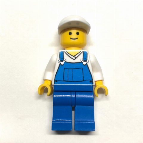 Minifigurka White Torso, Blue Overall, White Cap