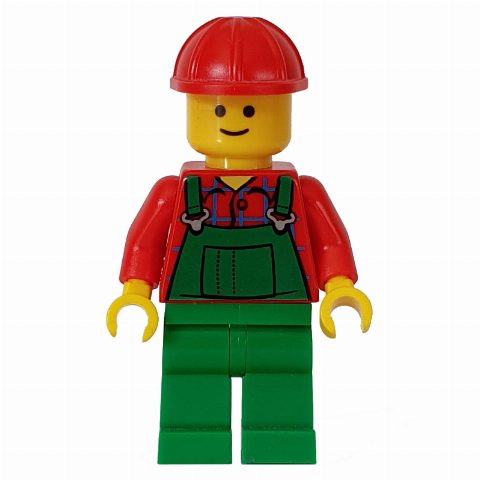 Minifigurka Red Torso, Green Overall, Red Hat