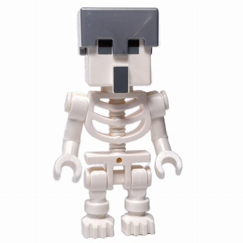Minifigurka Skeleton, Flat Silver Helmet, Villager Head