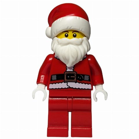 Minifigurka Santa, Coat and Belt, Plain Red Legs, Santa Hat, Brown Eyebrows
