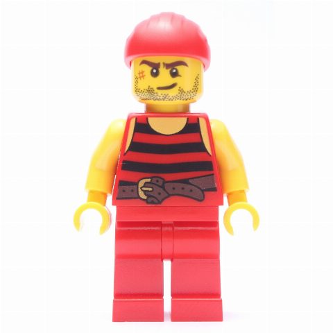 Minifigurka Pirate - Red Stripes, Red Legs, Red Bandana