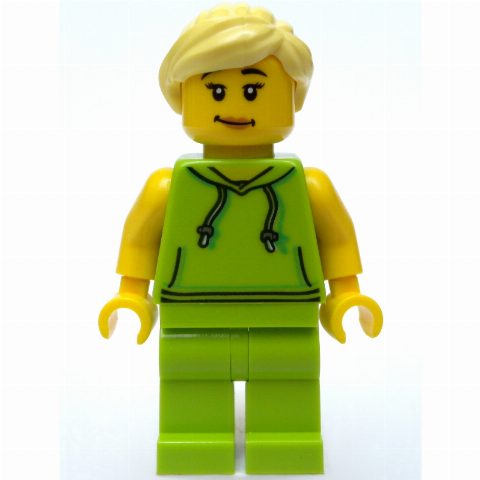 Minifigurka Lime Torso, Lime Legs, Bright Light Yellow Hair