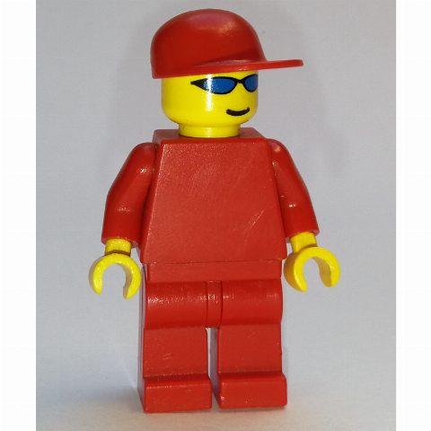 Minifigurka Red Torso, Red Legs, Red Cap, Blue Sunglasses