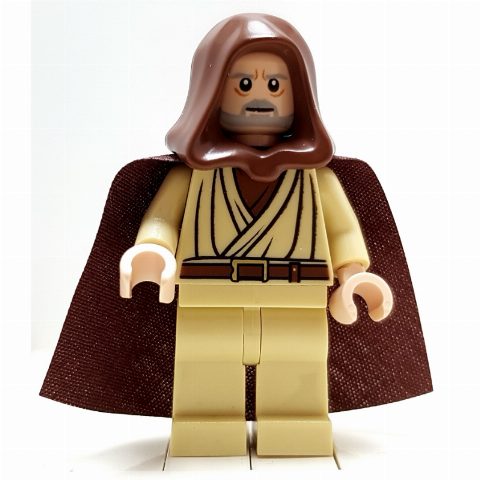 Minifigurka Obi-Wan Kenobi, Old, with Light Nougat Skin and Reddish Brown Hood and Cape, White Pupils